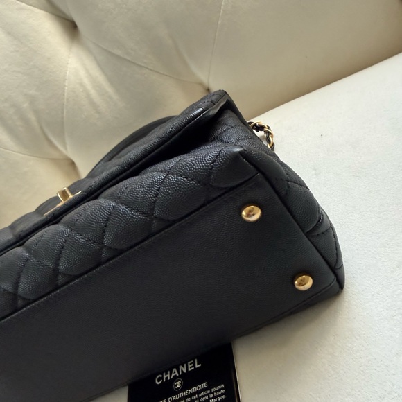 Coco CHANEL Black Caviar Top handle with Gold Accents - Picture 9 of 11